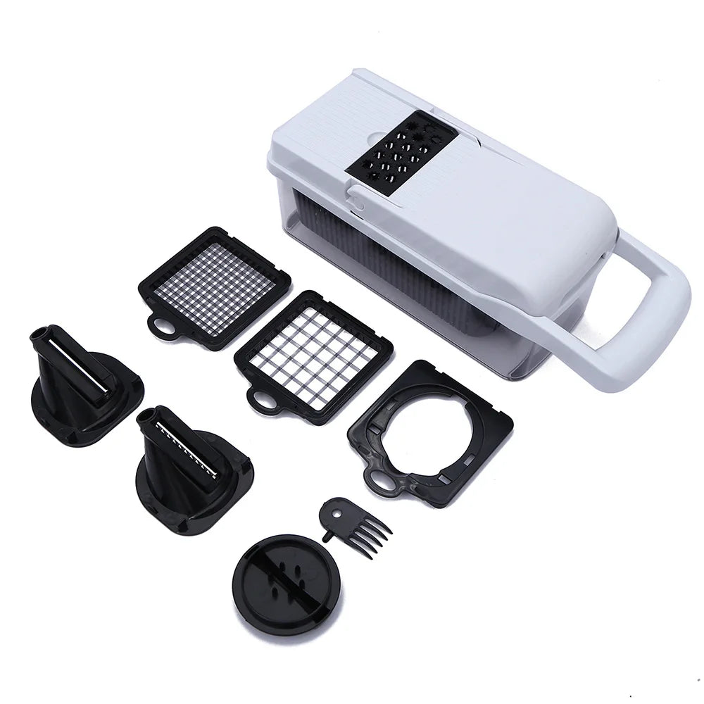 Food Grade Black White Abs Vegetable Chopper Spiralizer Slicer Onion Chopper with Container Pro Food Chopper Slicer Dicer Cutter MegaBDM