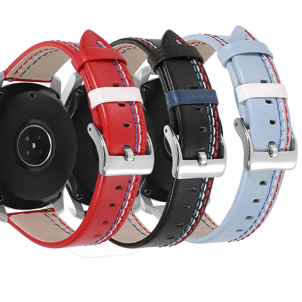 Luxury Genuine Leather Watch Strap Quick Release 20 22mm Waterproof Leather Watch Bands with Coloured Thread Vintage WristBand