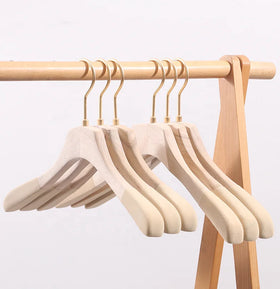 LAVINIA Hot Camphor Wood Flocking Hanger Household Wooden Hangers Clothing