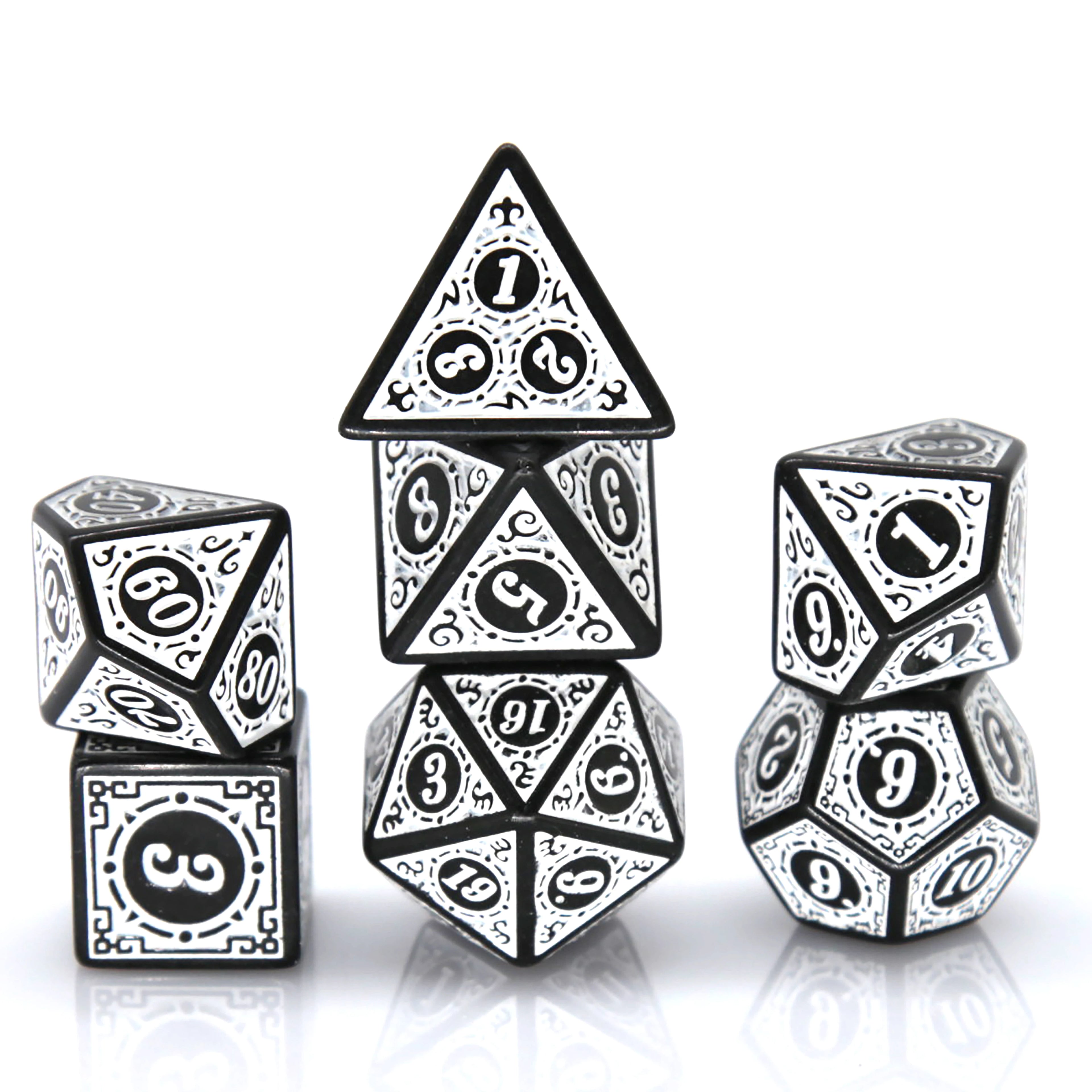 Hot Sale Customizable Logo Dragon Polyhedral Pearl Acrylic D&d RPG Dice Set Popular Pattern Dice for Dungeons Dragons Plastic