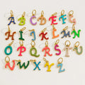 DIY 26 Letter Initial Enamel Pendants 18K Gold Plated Stainless Steel Dripping Oil Charms for Women and Children's Jewelry