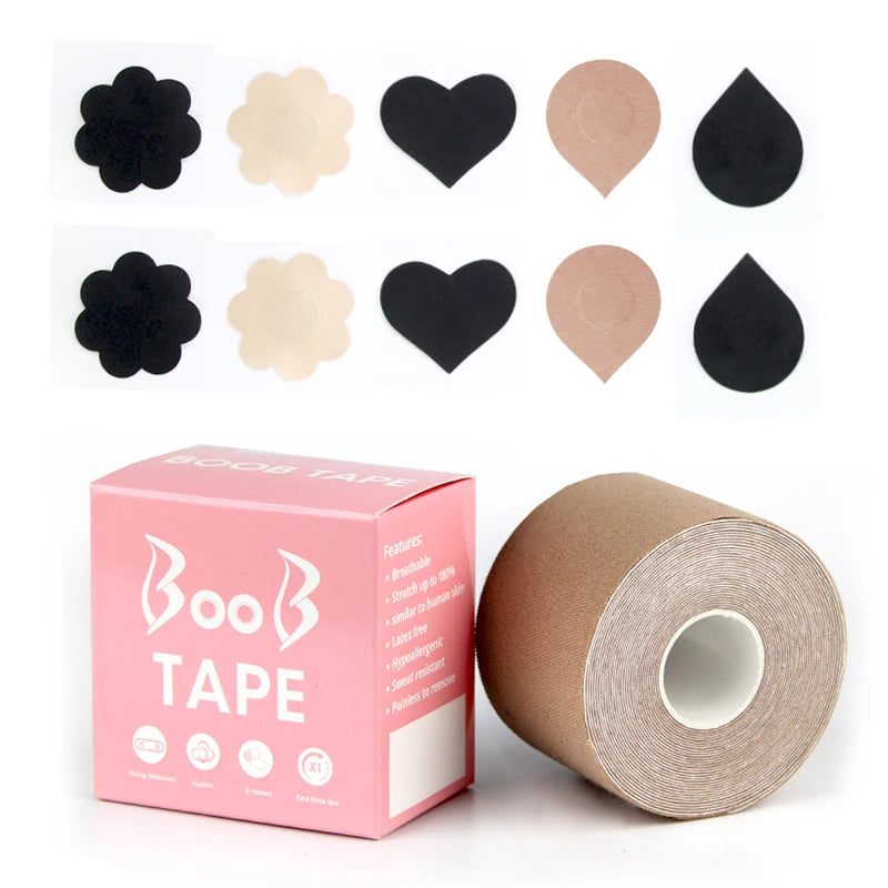 with 2 Reusable Nipple Covers Self Adhesive Breast Lift Tape with Push up Boob Tape