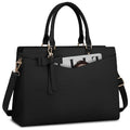 Men's Black Computer PU Leather Sling Crossbody Tote Bag Large Capacity Laptop Compartment Messenger Travel Work Business School
