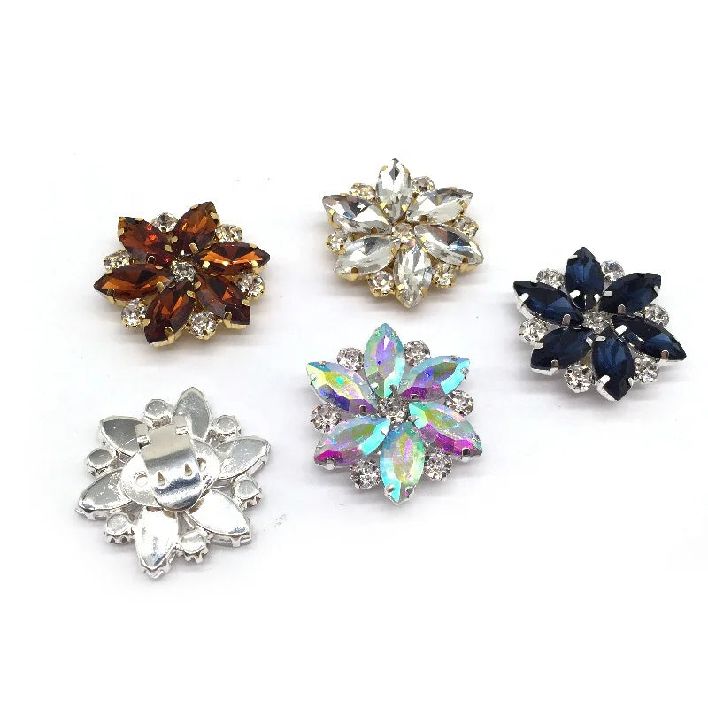 Shoe Buckle Clip Crystal Flower Shaped Rhinestone Wedding Shoe Clip Buckle for Decoration