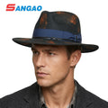 Wholesale Camel New Sombrero Felt Trilby Hat Distressed Unisex 100% Wool Felt Fedora Hat Checked Four Seasons