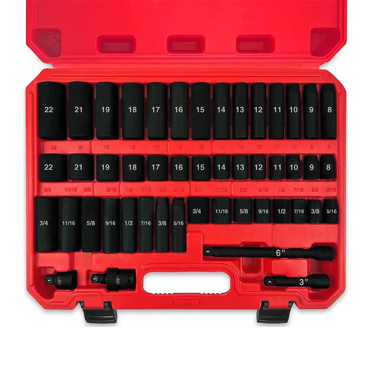 48 Pieces Socket Sets Tool Boxes Machinery Hand Tools 3/8 Drive Socket Set