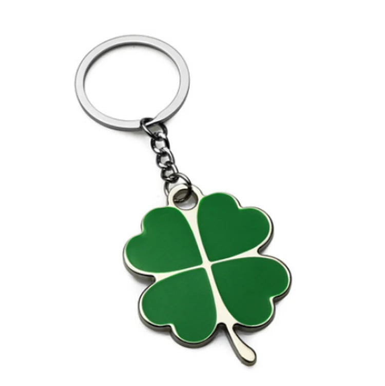 High Quality Metal Keychain Lucky Four Leaf Clover Soft Enamel Keychain for Promotion Gift