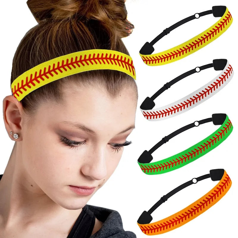 MIO High Elastic Sports Headband for Kids Baseball Softball Pattern Sweatband Headband Adjustable Solid Color Hairband Non Slip