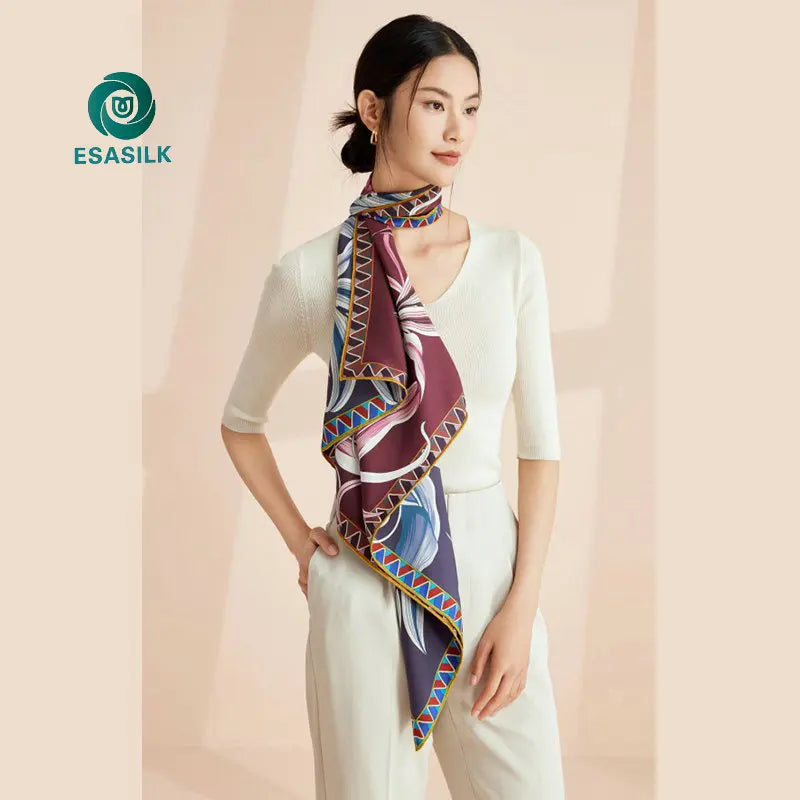Custom logo Brand Printing Women's Scarf 2024 Silk Scarf with Gift Packing