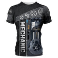 Fitspi Mechanic Shirt Men's T Shirt Mechanical Tools Print Short Sleeve Summer Jersey Casual Tops Oversized Breathable Clothing