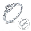 Women's 925 Silver Adjustable Zirconia Ring Romantic Adjustable Ring for Wedding Engagement Party Anniversary-Jewelry Gift