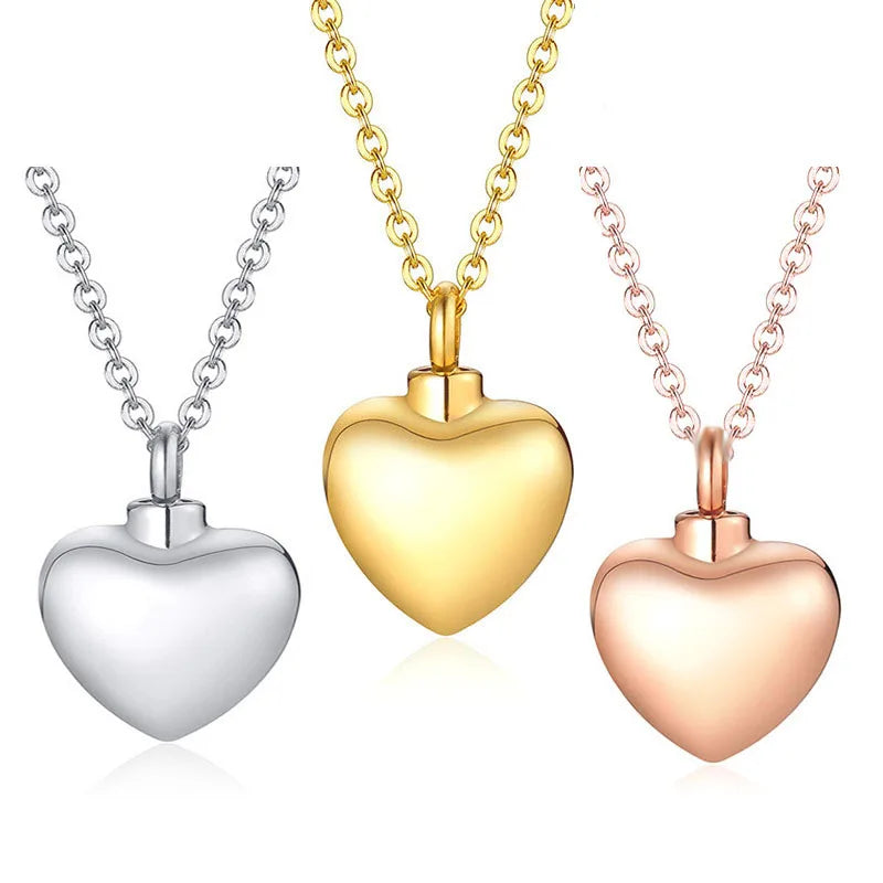 Hainon Wholesale Stainless Steel Heart Commemorative Ashes Pendant Peach Heart Perfume Bottle Flannel Bag Set