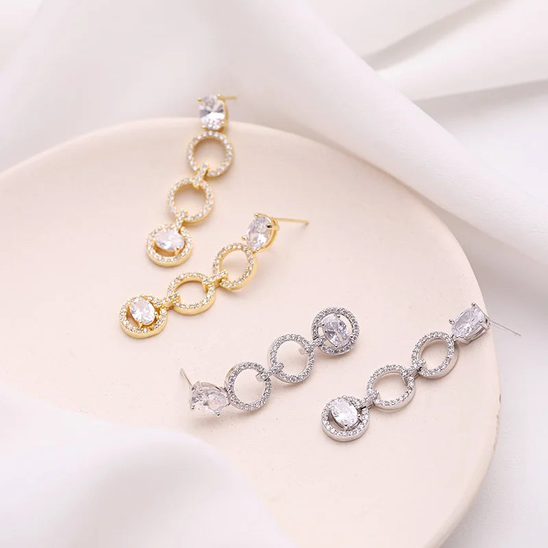 Hot Sale Korean Elegance Women Stud Earring 925 Sterling Silver Clear Rhinestone Crystal Handmade Ear Fine Jewelry