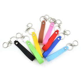 Promotional Silicone Rubber Bracelet Keychains DIY Blank Colour Key Ring