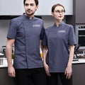 Summer Coat Chef Staff Uniforms for Kitchen Fast Food Restaurant Jacket With Printing Logo Men's Short Sleeve Shirt