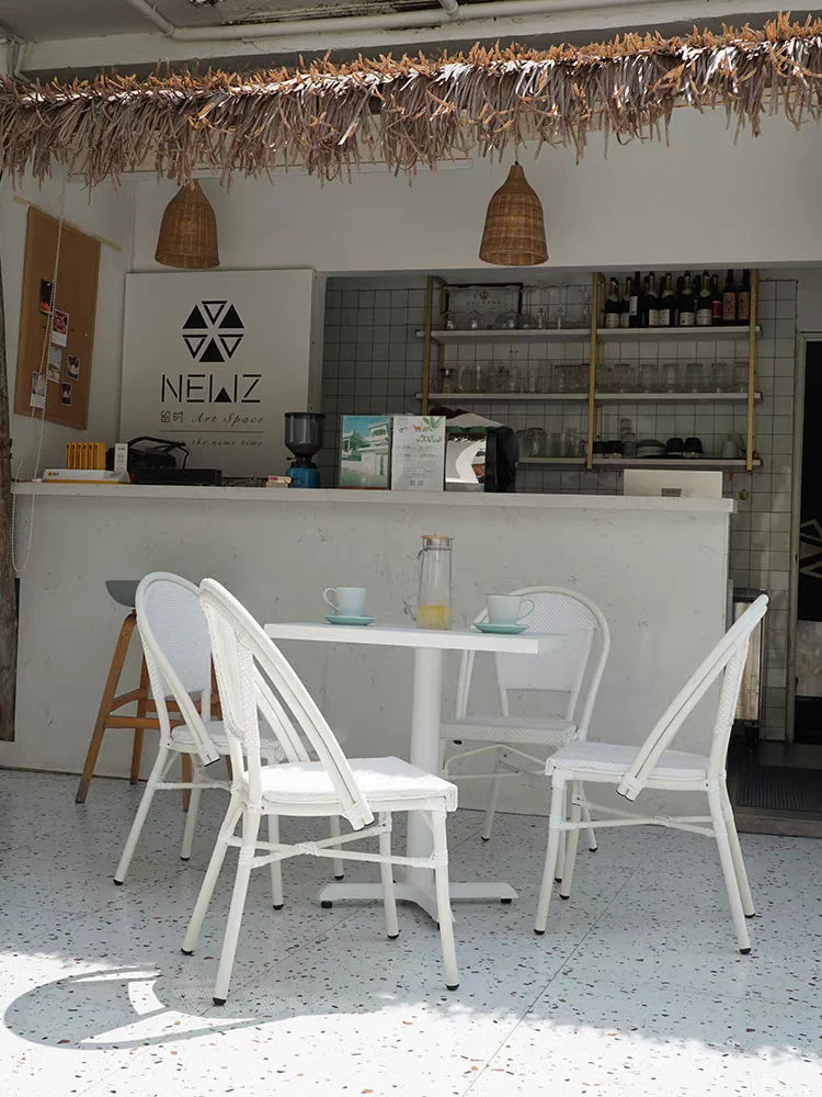 Wholesale Metal Garden PE Rattan Chair Balcony Restaurant Cafe Shop Patio Outdoor Dinning Table Chairs