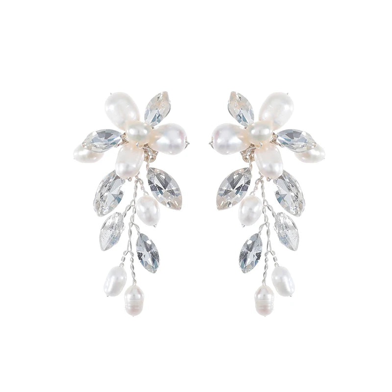 Elegant Fresh Water Pearl Wedding Handmade Crystal Earrings Women Earrings Bridal Earrings