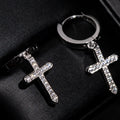 Diamond Cross Earrings 18k Gold Hip Hop Jewelry Dangle Drop Hoop Earrings for Men