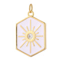 2023 New Design Brass CZ Hexagonal Sun Necklace Earrings Handmade Pendant
