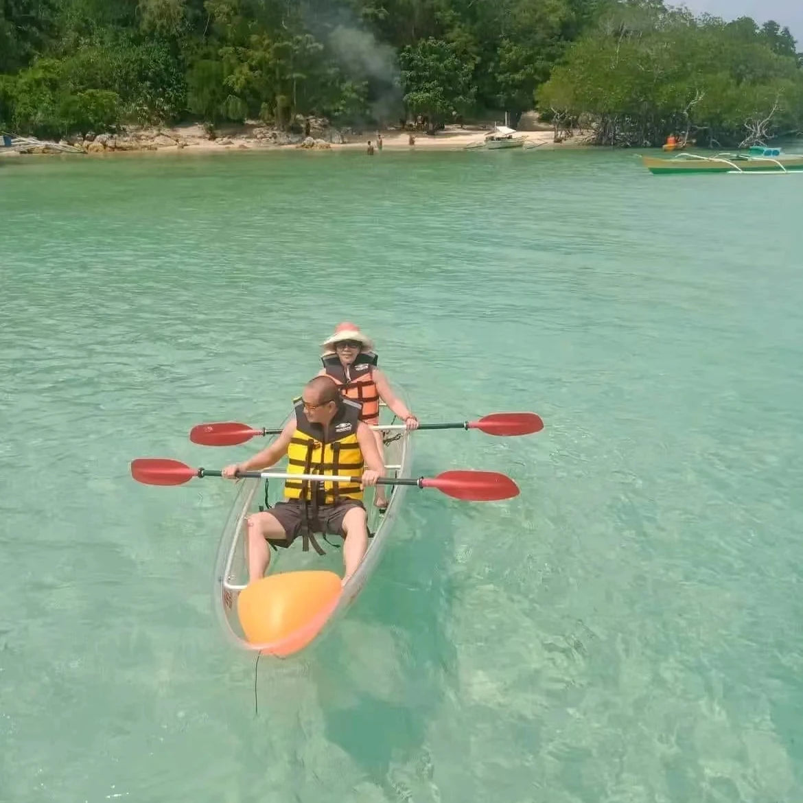 Double Transparent Kayak with Clear Bottom Crystal Ocean Design for Lake Fishing & Outdoor Entertainment Diver Hull Material PC