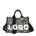 Custom logo Fashion Large Capacity Zebra-stripe Tote Canvas Bag Womens Handbag Beach Bag Tote