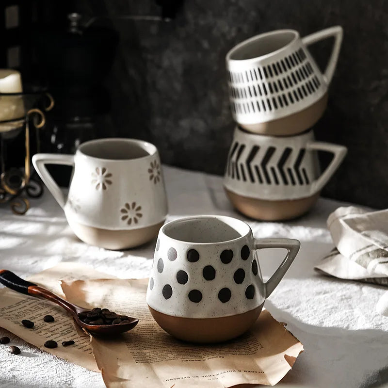 Handmade Nordic Style Porcelain Coffee Mug Simple Household Clay Pottery Cup Water Christmas Personality Ins Inspired Clay Art