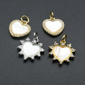 Gold Plate CZ Setting Natural Shell Pearl Mother of Pearl Heart Pendant Charms for DIY Women Necklace Jewelry