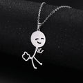 Funny Farting Stickman Necklaces for Women Men Fashion Hip Hop Stainless Steel Pendant Necklace Jewelry Birthday Gifts