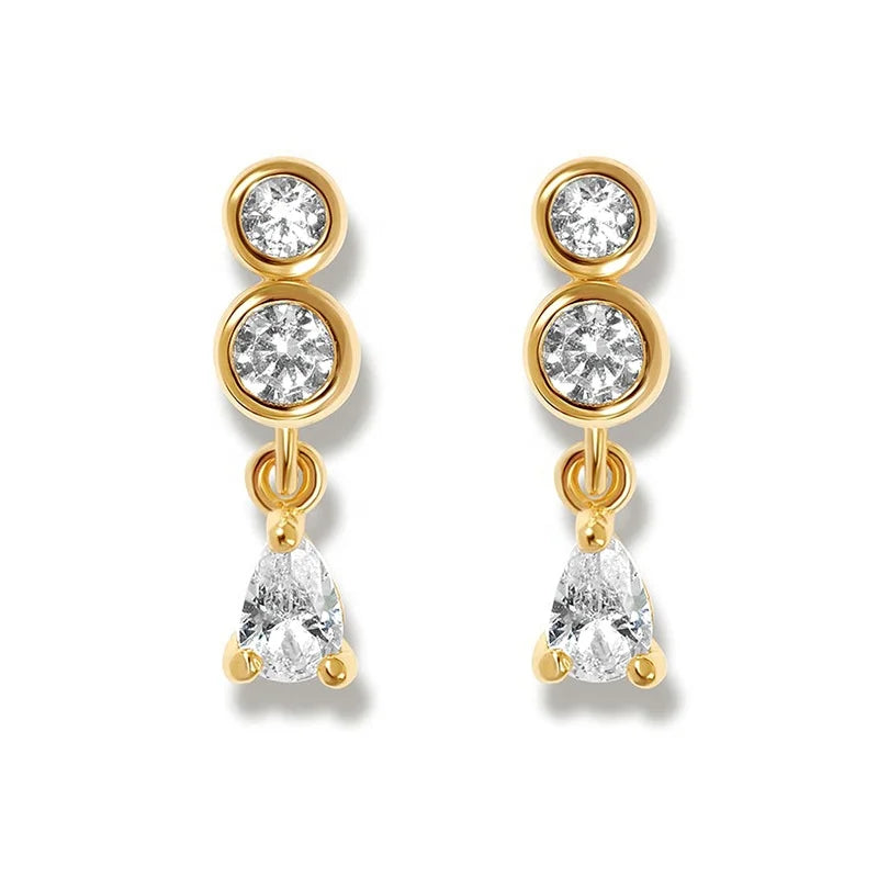 Milskye Party Fashion Jewelry 18k Gold Plated 925 Silver Crystal Teardrop Earrings