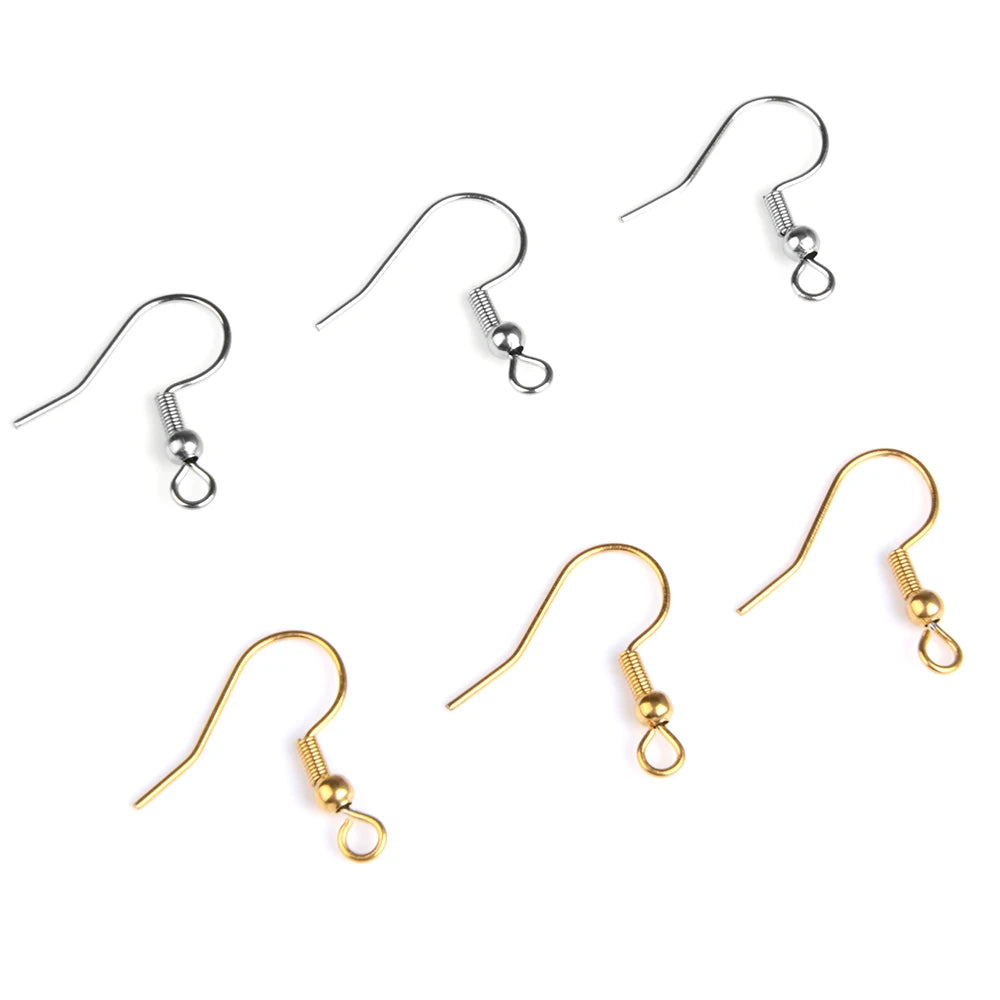 Silver Gold Plated Spring Ball Dangle Ear Wire Stainless Steel Earring Hooks for DIY Jewelry Making