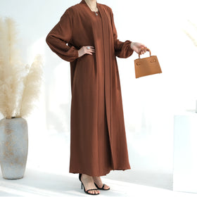 2024 Loriya Latest Wholesale EID Ramadan Islamic Clothing Traditional 2 Piece Abaya Set Plain Abaya Women Muslim Dress