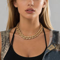 SHIXIN Exaggerated Multi Layered Twist Chunky Chain Choker Necklace Jewelry for Women Hip Hop Clavicle Chain Charm Necklace Gift