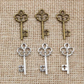 50pcs 22x10mm Vintage Small Key Charms Antique Bronze Silver Plated Handmade Charms Pendant DIY Findings for Bracelet Necklace