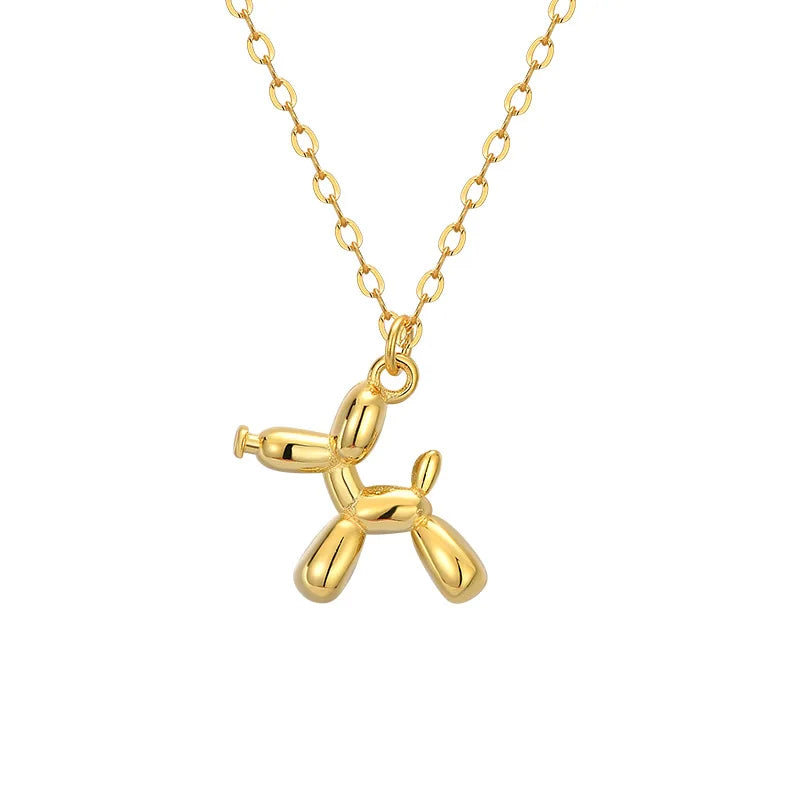 925 Sterling Silver Necklaces Gold Plated Cute Pet Dog Pendant Necklace Women Fine Jewelry Gifts