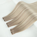 LeShine Russian Thin Virgin Hair Invisible for Genius Weft Double Drawn Human Hair Extensions