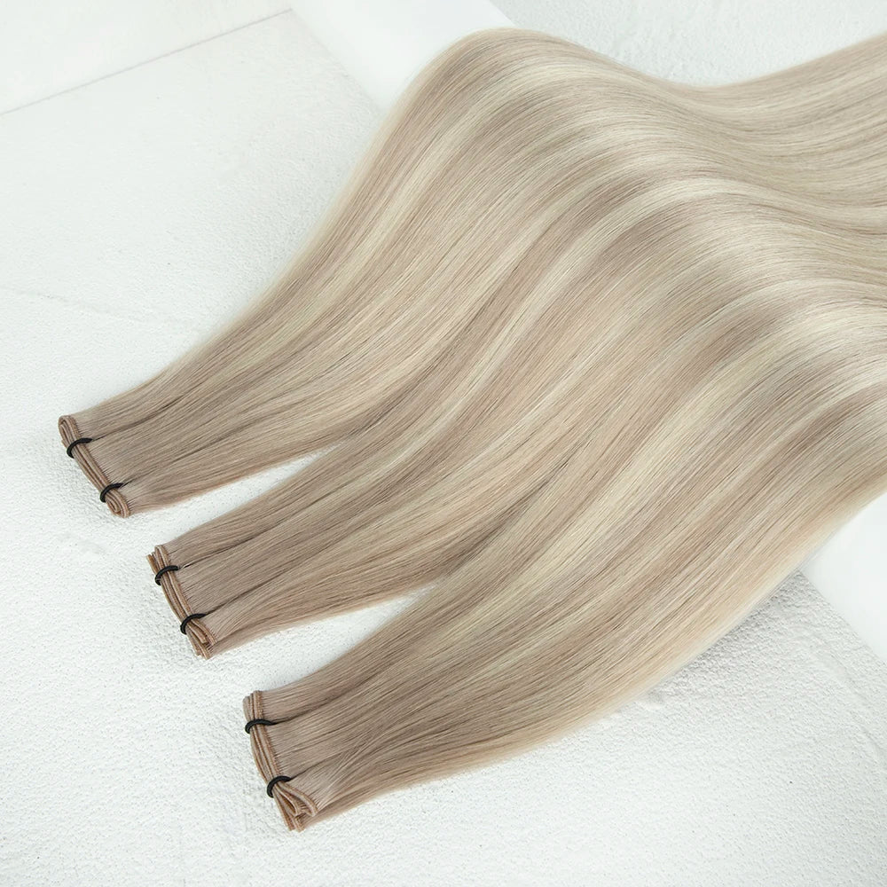 LeShine Russian Thin Virgin Hair Invisible for Genius Weft Double Drawn Human Hair Extensions