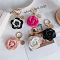 Cute Sweet Synthetic PU Leather Rose Camellia Flowers Keychain Women's Trinkets Pendant Accessories for Bags & Wallets
