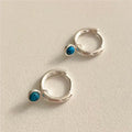 Fashion 925 Sterling Silver Turquoise Beaded Clip on Earrings Natural Stone Turquoise Hoop Earrings for Women