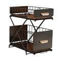 metal double-layer with wood handles Installation-free  lifting kitchen sink multi-functional spice rack push-pull sundries