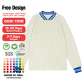 Custom Men Soild Color Knit Cricket Sweater Drop Shoulder V Neck 100% Cotton Knitted Jumper Sweater Pullover for Men