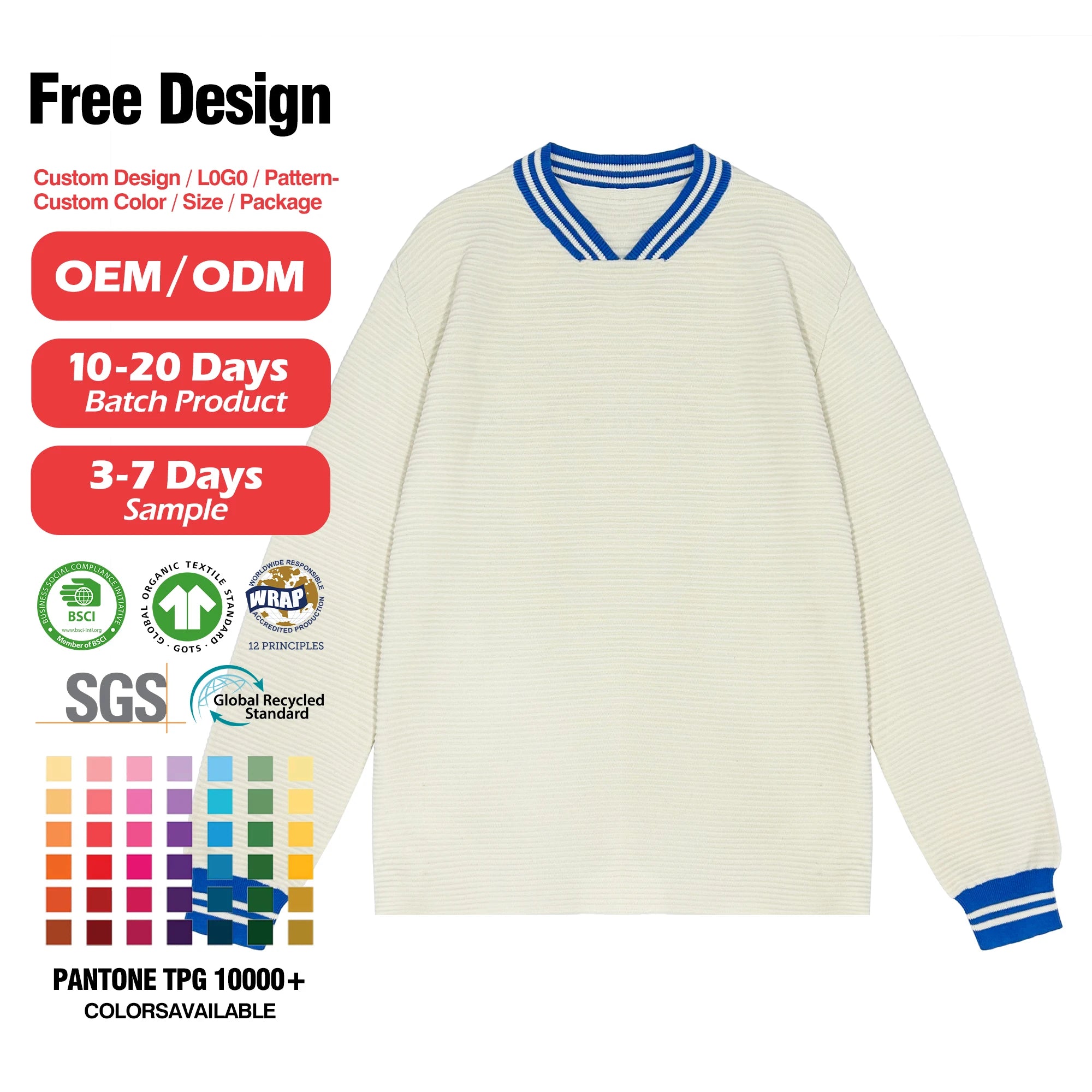 Custom Men Soild Color Knit Cricket Sweater Drop Shoulder V Neck 100% Cotton Knitted Jumper Sweater Pullover for Men