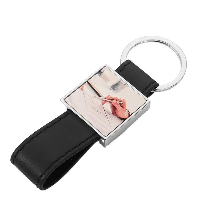 Key Holder Leather Keychain Metal Leather Keychain Sublimation Keychain