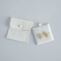 Deboss Printed Luxury White Jewelry Packaging Bag Pouch Stamped Button Insert Pad Beautifully Designed for Fashionable Women