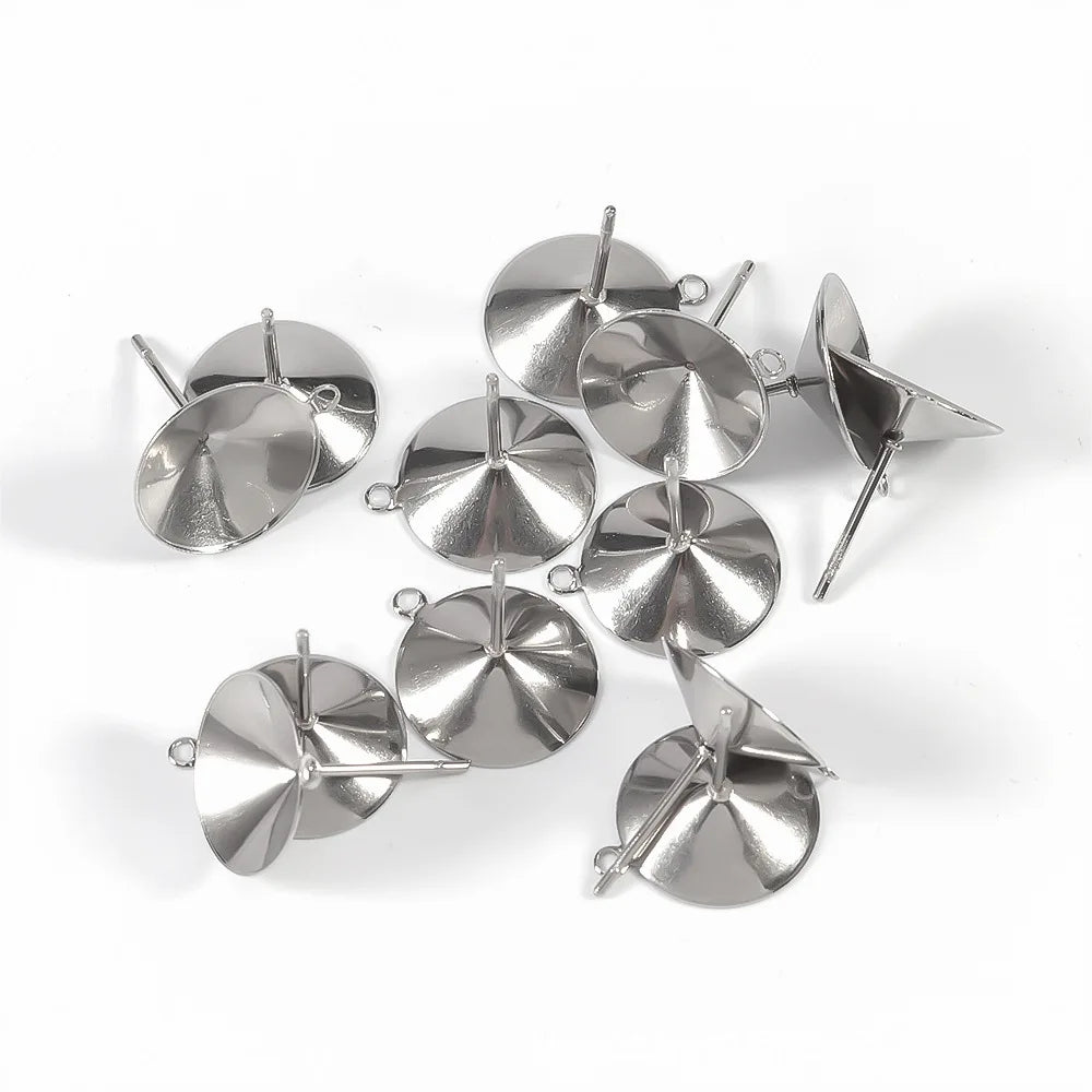 Stainless Steel Settings DIY Jewelry Findings Earring Base Settings Round Hat Earring Post Pin