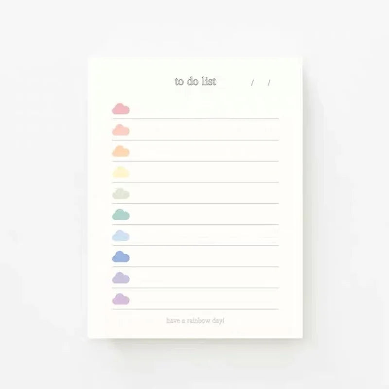 Korea Kawaii Color Cloud Student Stationery To-Do List Memo Pads with 50 Sheets