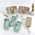 Lunch Box Wheat Straw Bento Box Student and Spoon Chopsticks Porcelain Dinnerware Sets Wheat Straw MegaBDM