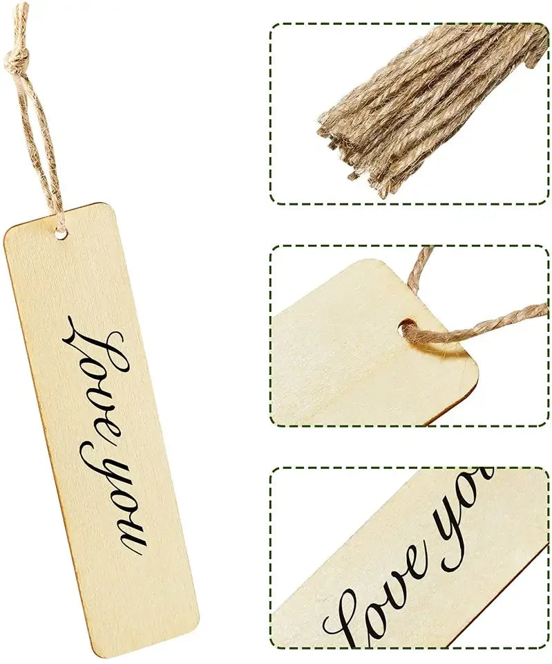 Polished Rectangle Shape Wooden Bookmarks for DIY Crafts Wood Hanging Tags for Book Collection & Personalized Gifts