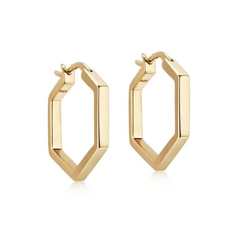 Gemnel 925 Sterling Silver Popular Mini Hexagon Hoop Earring 2023