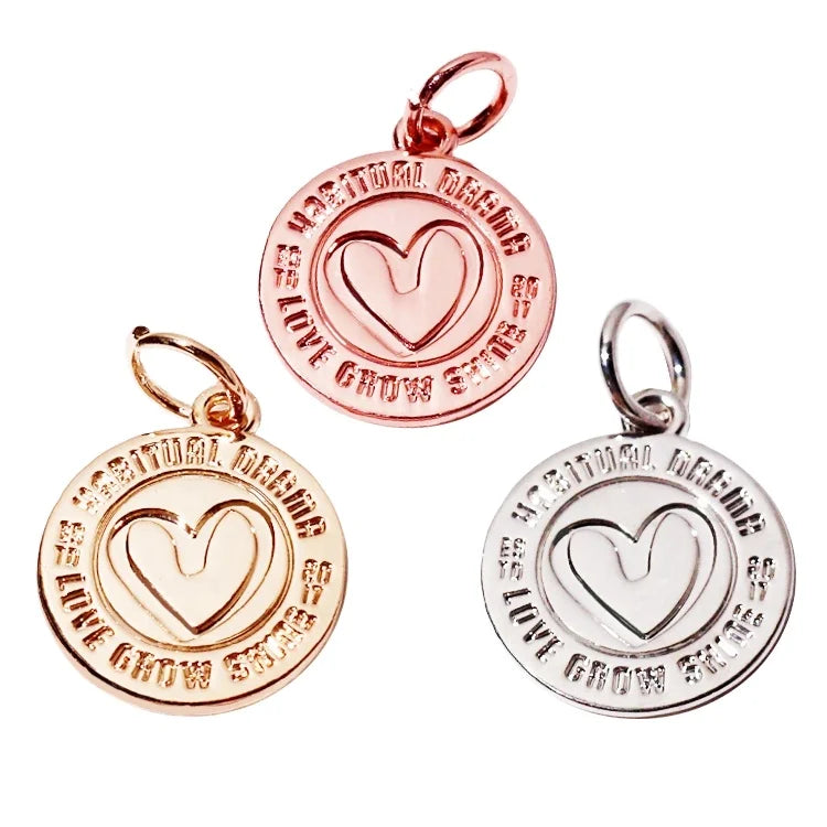 Round Shape Perfume Bottle Word Phrase hang Charms Bracelet Accessory Metal Alloy Charms for Gift