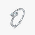 Solid 925 Sterling Silver Fashion Original Jewelry Charm Romantic Intertwined With Love Hearts to Hearts Finger Rings for Women